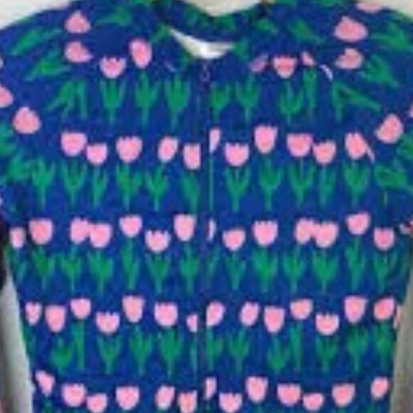 Hanna Andersson Blue Pink Tulips Long Sleeve 1pc Swimsuit Size 6-7 - Picture 3 of 3